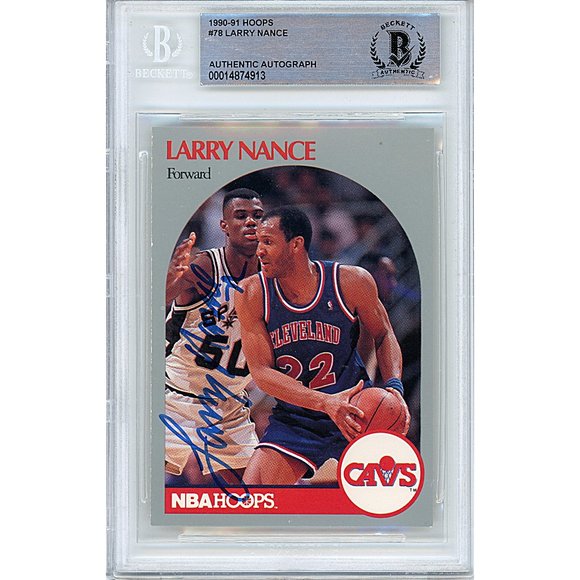 Larry Nance Signed 1989-90 Hoops Basketball Card Beckett Cavaliers Autograph BAS - Picture 1 of 4